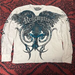 Raw State Throwdown Redemption Cross Wing Grunge Cyber Y2K Style Long Sleeve 2XL